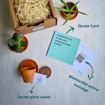 Gift box with personalized message, plant seeds and gift card for unforgettable moments